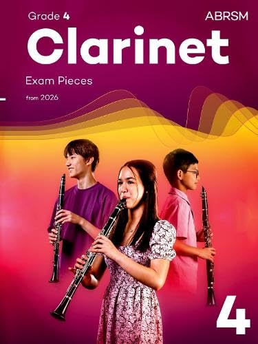 ABRSM Grade 4 Clarinet Exam Pieces book cover featuring three young people playing clarinets.