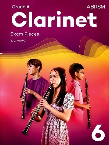 ABRSM Grade 6 Clarinet Exam Pieces book cover featuring three students playing the clarinet.
