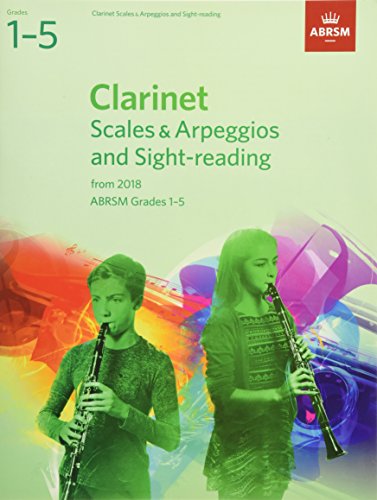 Clarinet music book cover with students playing, grades 1-5 indicated.