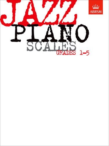 White cover with red and black text: "Jazz Piano Scales, Grades 1-5".