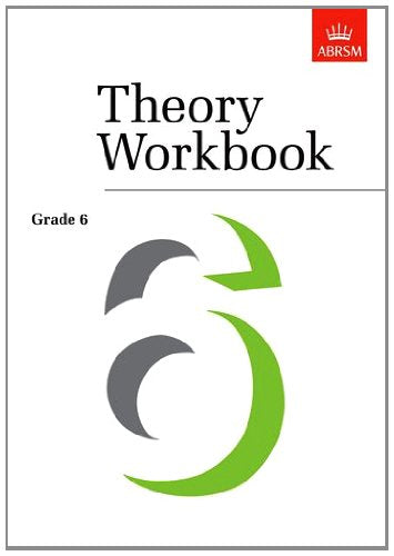 ABRSM Theory Workbook Grade 6 cover with a large stylized number six graphic.