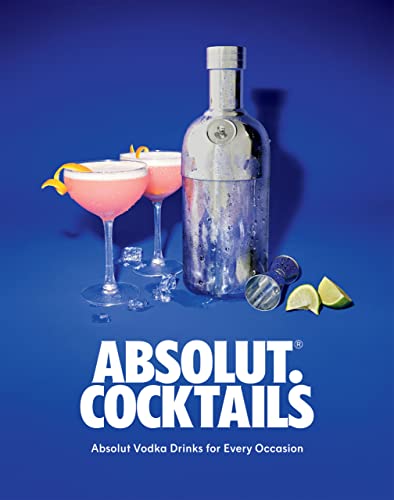 Book cover featuring cocktails, a shaker, and an Absolut Vodka bottle.