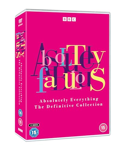 Pink “Absolutely Fabulous” DVD case with colorful, overlapping text.
