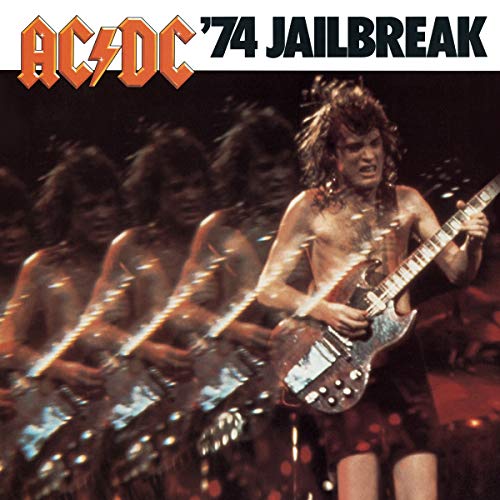 AC/DC “Jailbreak” vinyl album cover featuring a guitarist in motion.