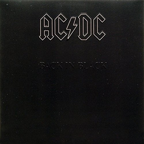 Black vinyl record cover with embossed AC/DC logo and text.