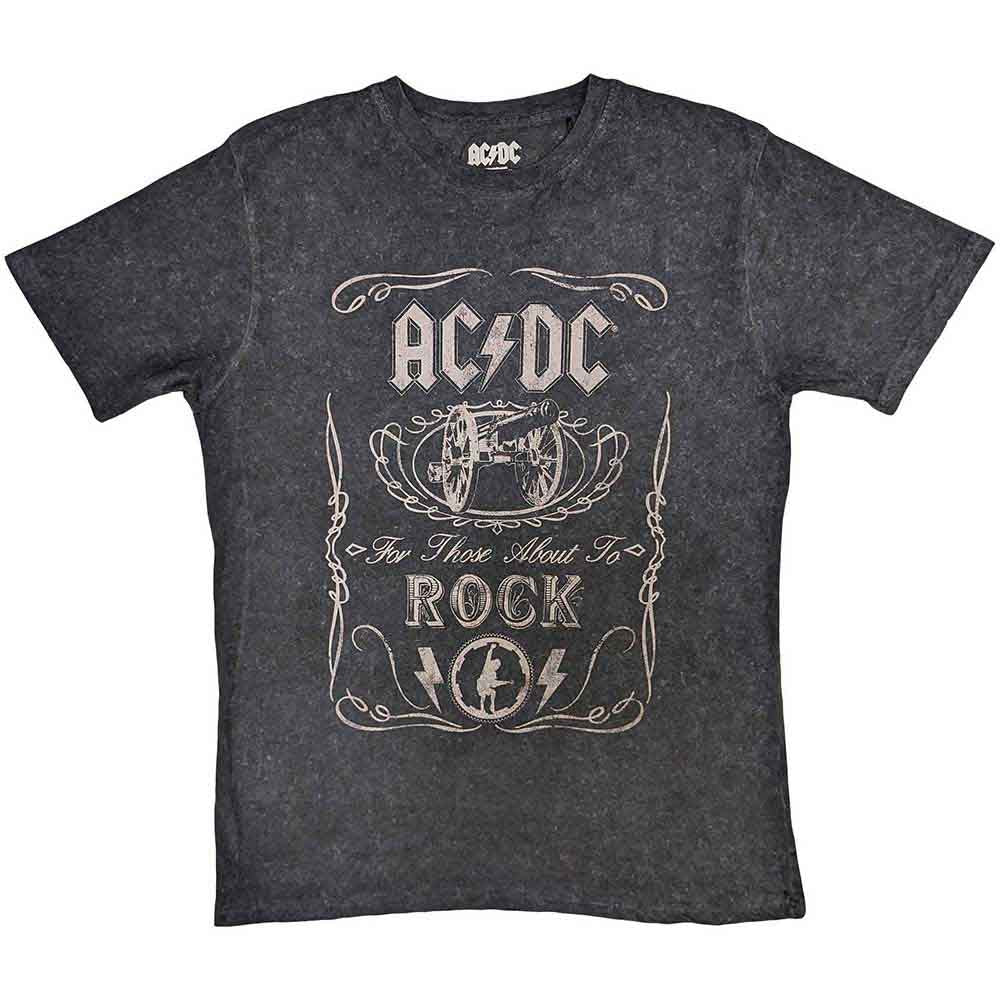 Black dip-dye AC/DC t-shirt with band logo and rock imagery.