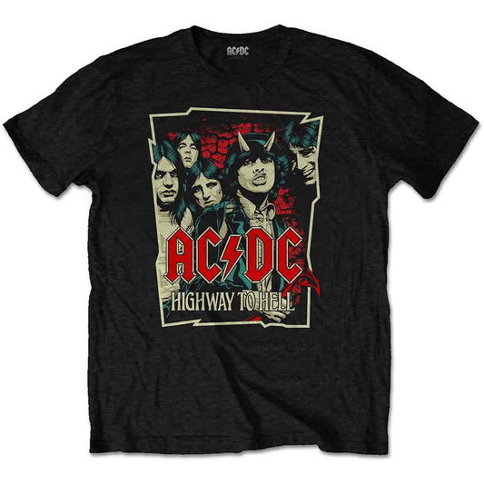 Black t-shirt with AC/DC “Highway to Hell” album art graphic.