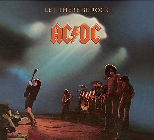 AC/DC “Let There Be Rock” album cover with band performing onstage.