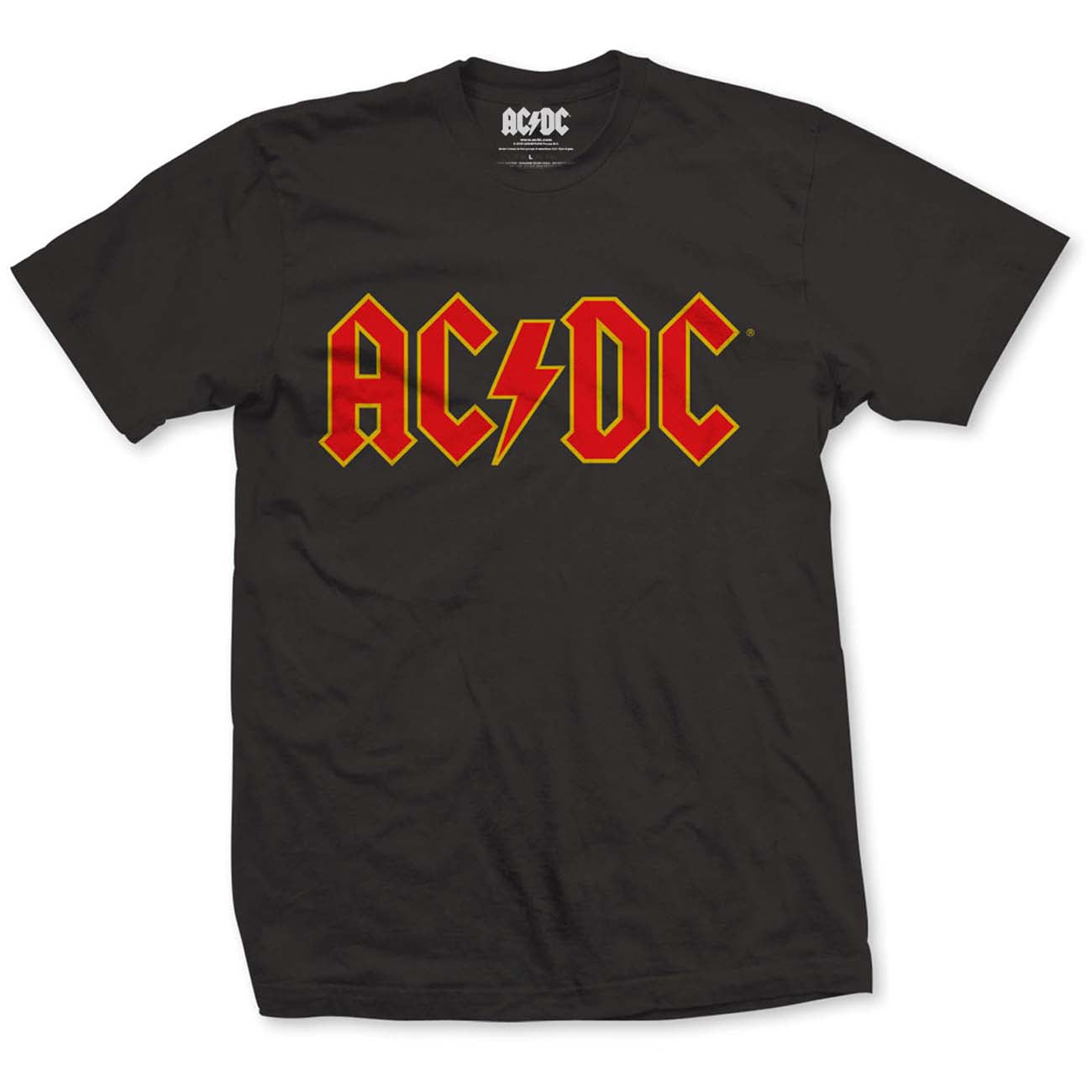 Man wearing a black AC/DC logo t-shirt.