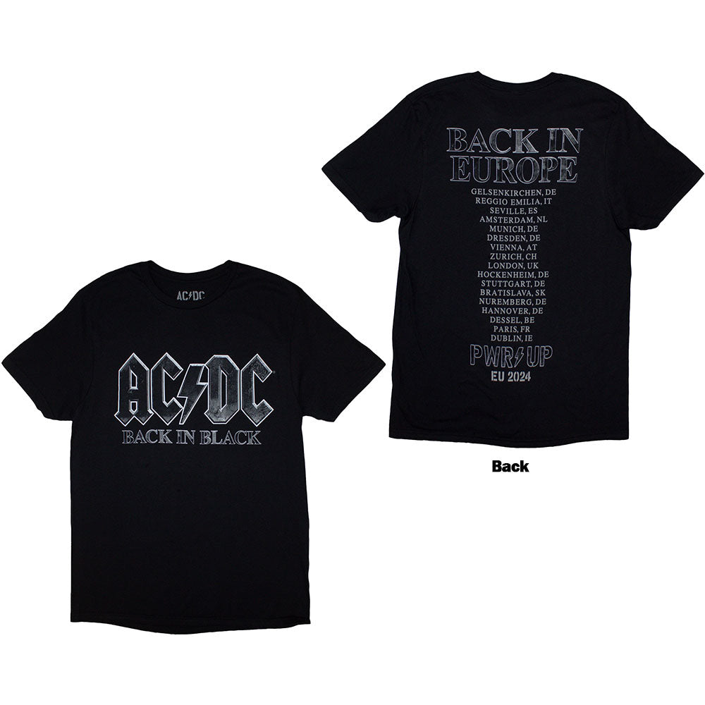 Black AC/DC tour t-shirt, small size, with back print and tour dates.