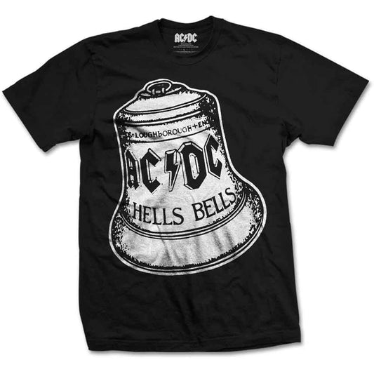 Black AC/DC t-shirt with "Hells Bells" design, size large.