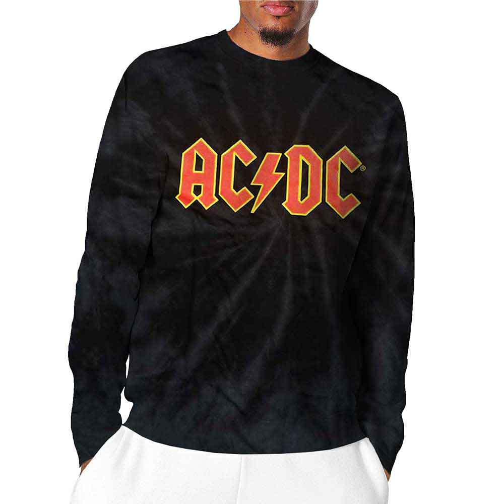AC/DC logo t-shirt, dip-dye effect, long sleeves, unisex, size X-Large.