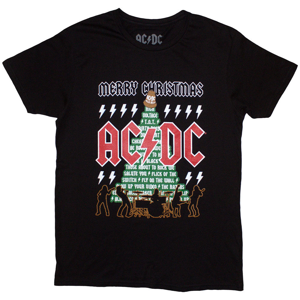 Black AC/DC t-shirt with "Merry Christmas" design, size XX-Large.