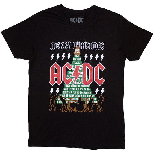 Black AC/DC t-shirt with "Merry Christmas" design, size XX-Large.
