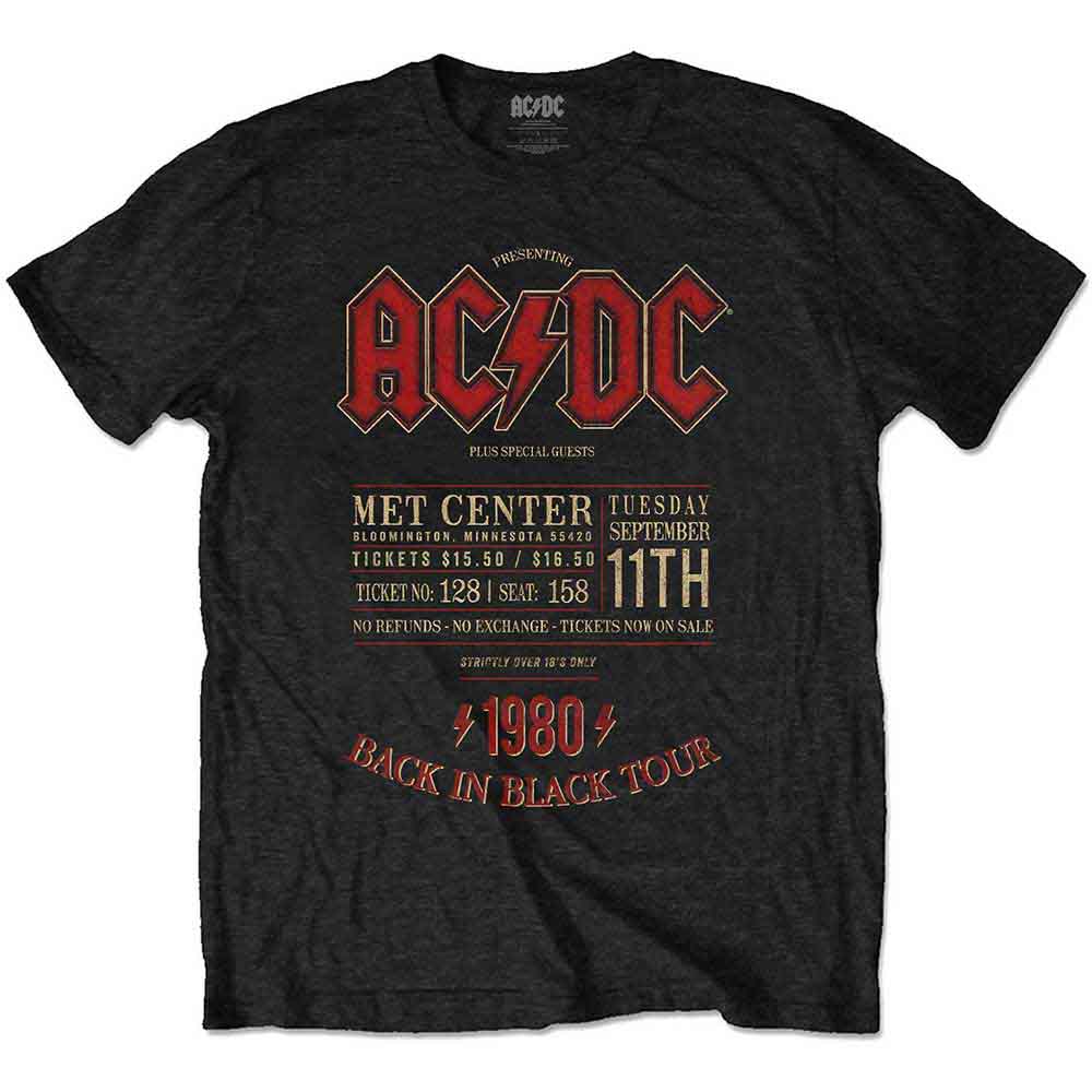 Black AC/DC t-shirt with Minnesota tour graphic, size XX-Large.