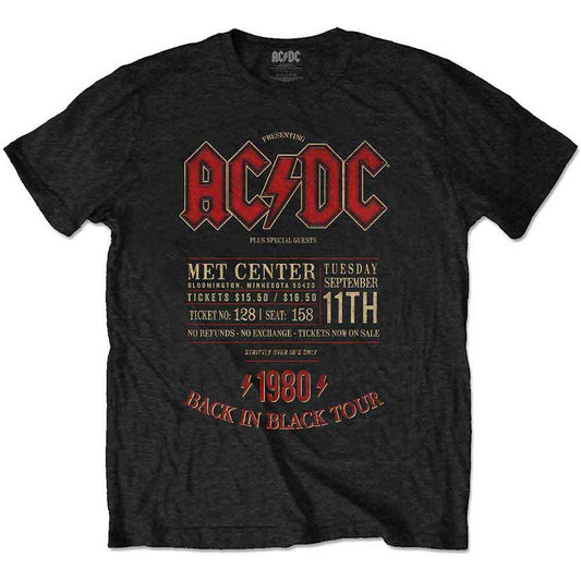 Black AC/DC t-shirt with Minnesota tour graphic, size XX-Large.