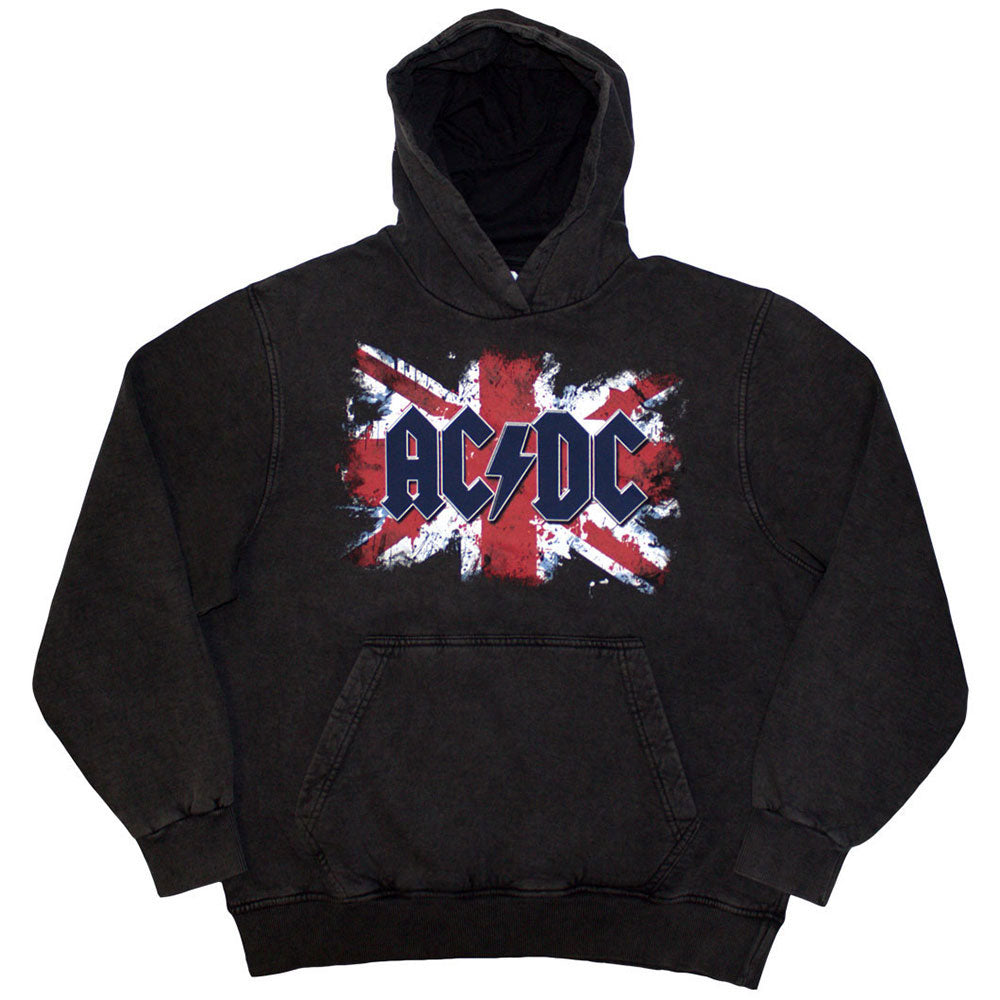 AC/DC logo and flag design on a small, unisex pullover hoodie.