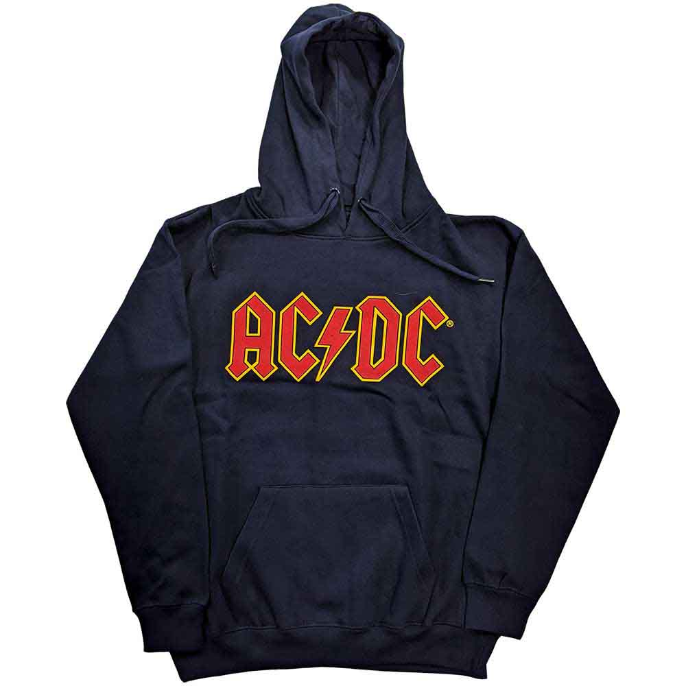 Black pullover hoodie with large white AC/DC logo, size XX-Large.