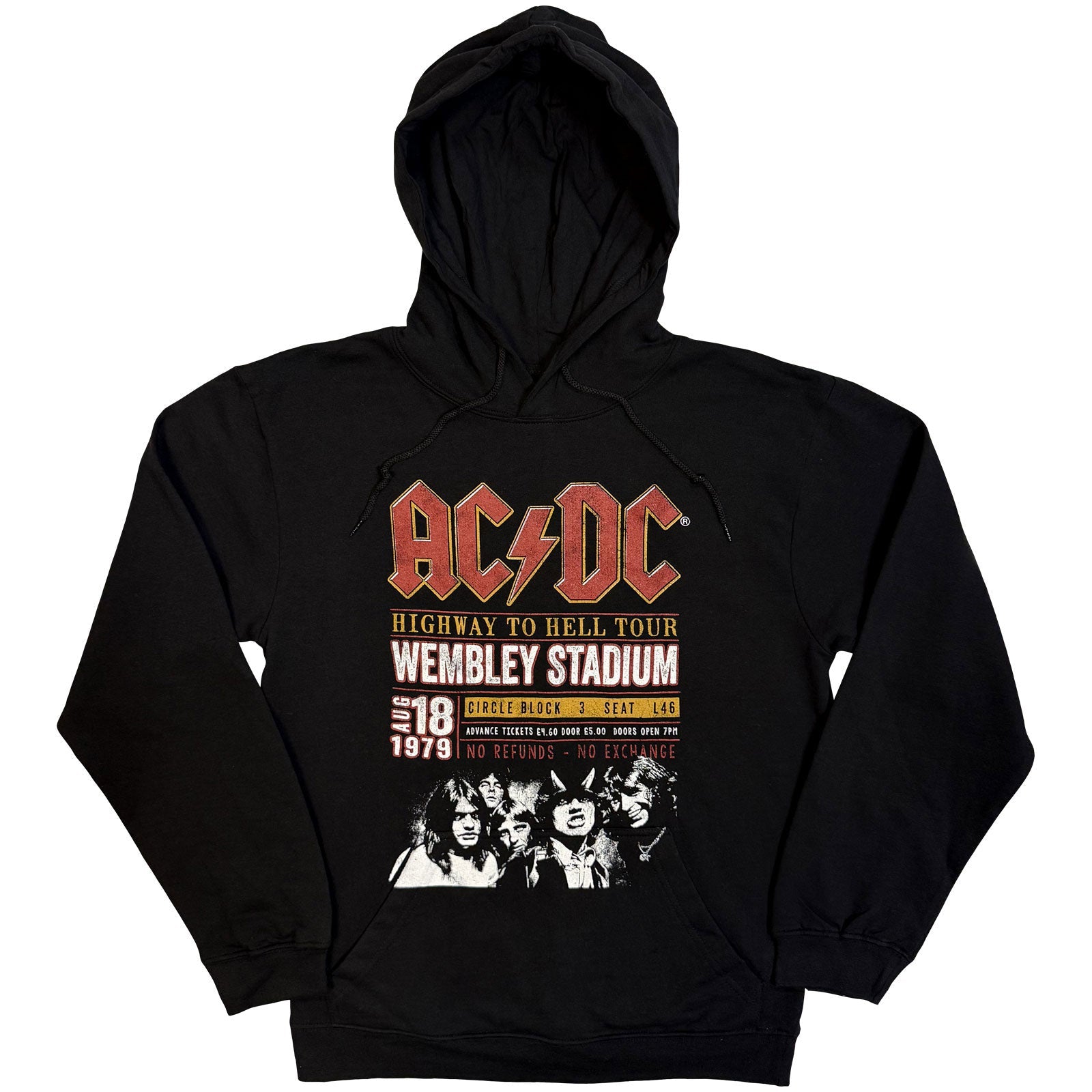 Black hoodie with AC/DC “Highway to Hell” Wembley ‘79 tour graphic.