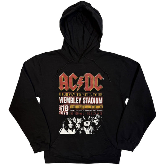 Black hoodie with AC/DC “Highway to Hell” Wembley ‘79 tour graphic.