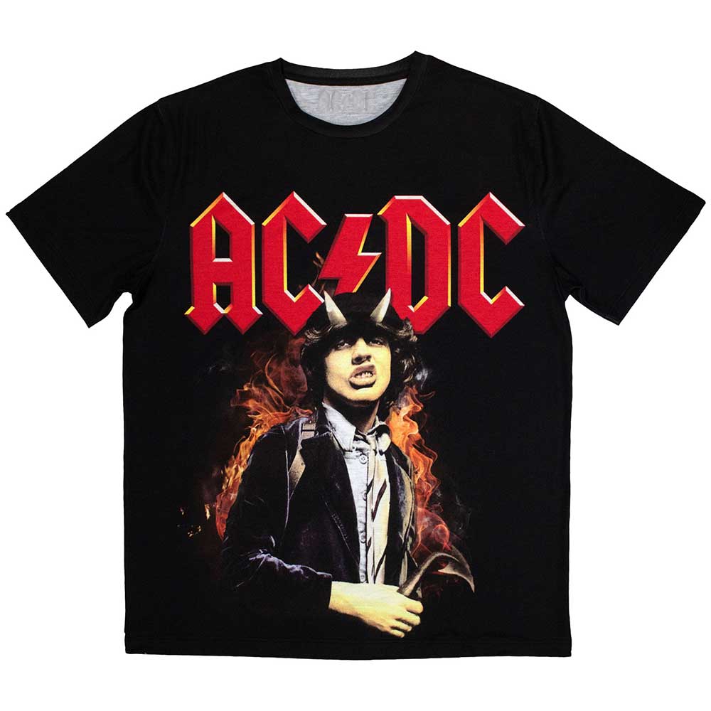 Black AC/DC t-shirt with “Highway to Hell” album cover design, unisex style.