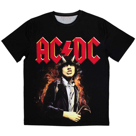 Black AC/DC t-shirt with “Highway to Hell” album cover design, unisex style.