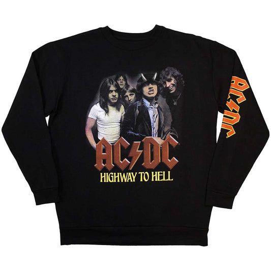 Medium unisex sweatshirt with AC/DC band logo printed on sleeve.