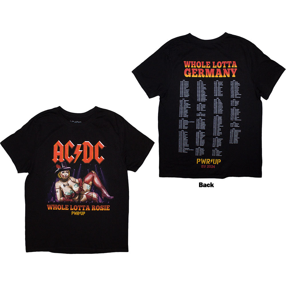 Black AC/DC tour t-shirt, large size, with back print and EU tour design.