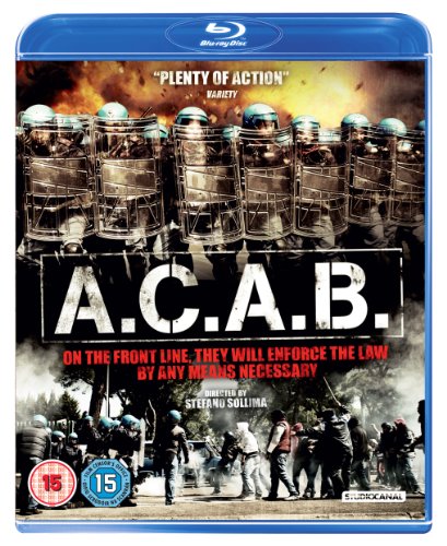 “ACAB” Blu-ray cover with riot police and protest imagery.