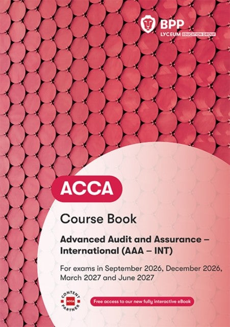Red textbook cover with "ACCA" and course title, BPP Learning Media logo.
