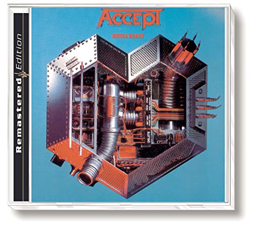 CD cover for Accept's Metal Heart featuring a mechanical heart against a blue background.