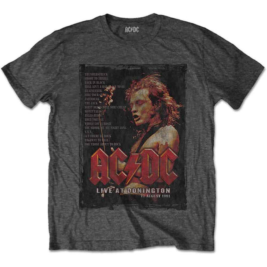 Grey AC/DC t-shirt with a portrait of a singer and concert details.