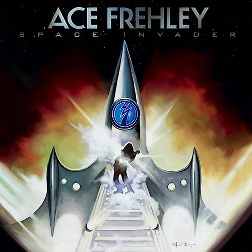 Ace Frehley’s “Space Invader” album cover featuring a silver rocket ship.