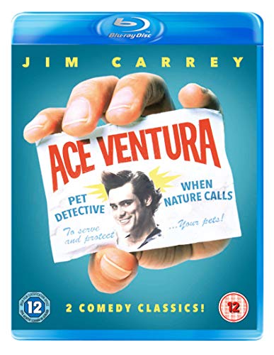 Blu-ray cover featuring a hand holding a sign with Jim Carrey's face and title.