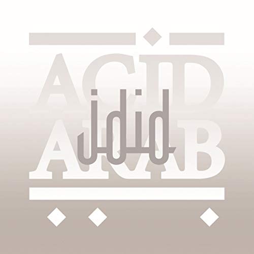 The image depicts a CD cover with a beige gradient background and white text. alt text: "Beige CD cover with white text 'ACID ARAB' and 'Jdid' overlay."