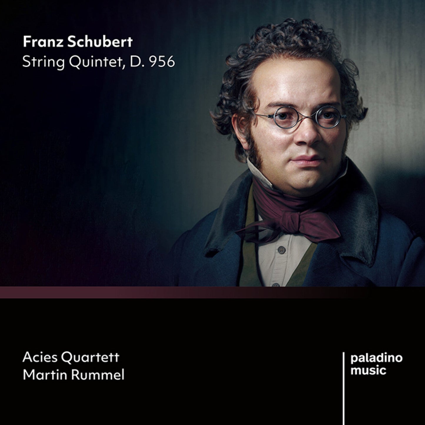 CD cover featuring a portrait of Franz Schubert in historical attire.