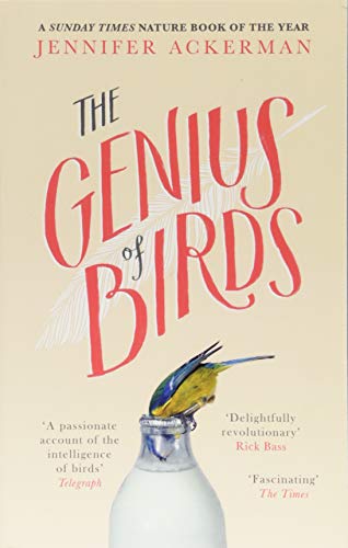 Book cover: "The Genius of Birds" with a bird on a bottle.