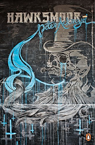 "Book cover with a skull wearing a hat, blue smoke, and distressed background."