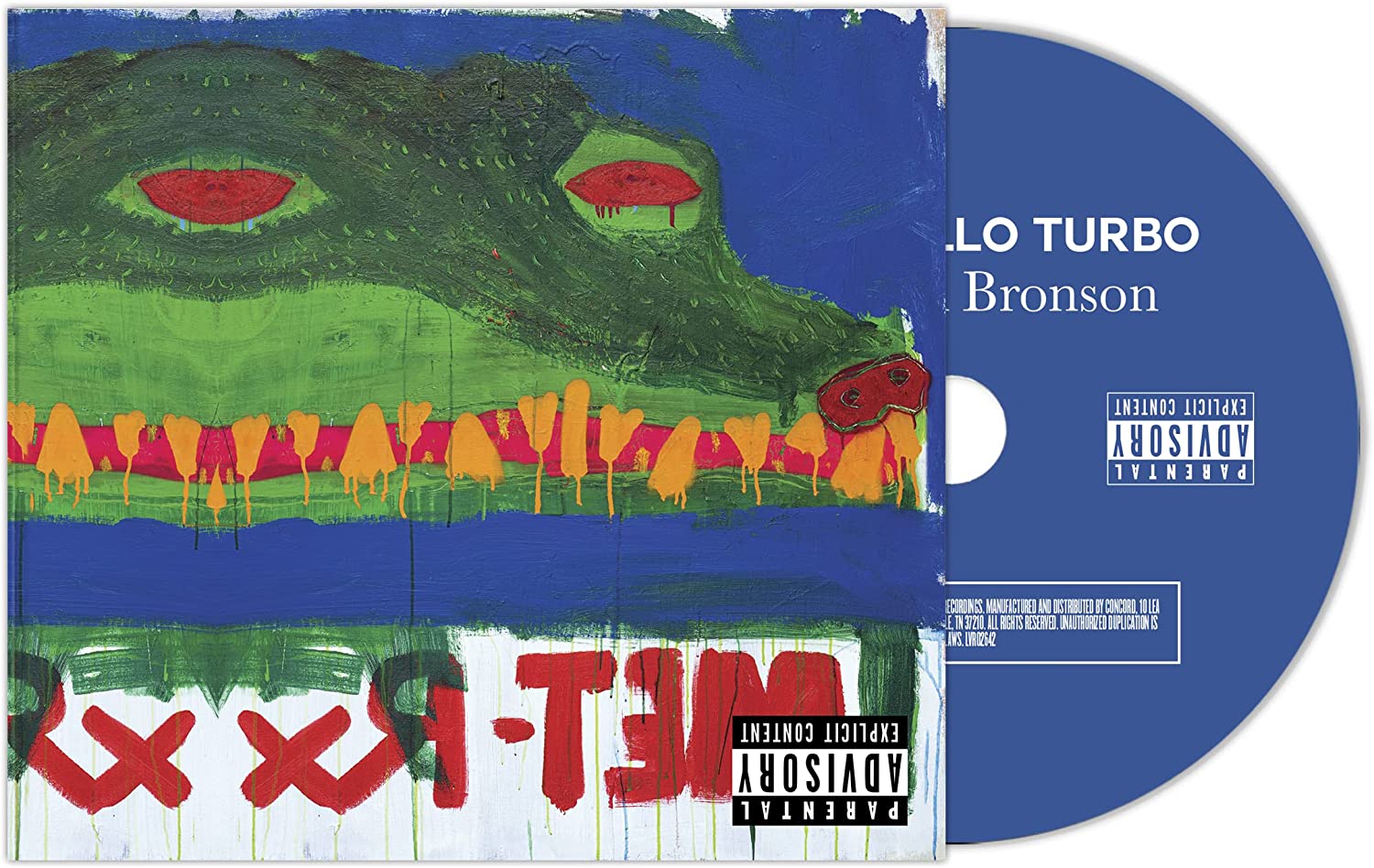 CD cover art: green alligator head with red eyes and text “MET-RX”.