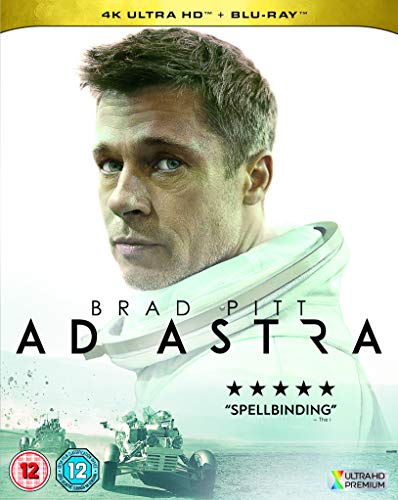 Ad Astra Blu-ray cover featuring Brad Pitt in a spacesuit, looking forward.