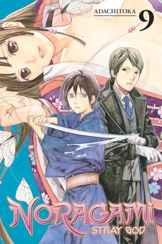 Noragami Volume 9 cover: three characters with a sword, colorful design.
