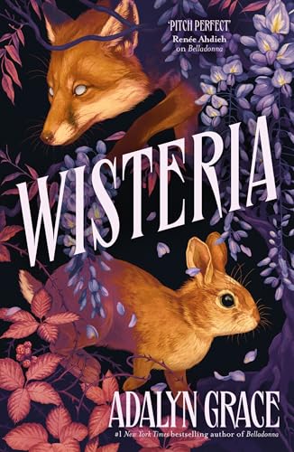Book cover featuring a fox, hare, and cascading wisteria flowers.