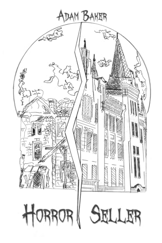 Black and white sketch of a broken building with the title "Horror Seller".