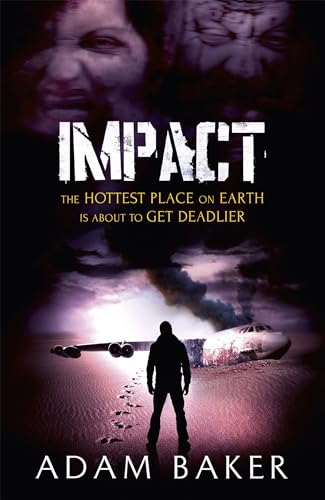 Book cover for “Impact” depicting a plane crash and silhouetted figure.