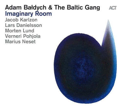 CD cover with text listing artists and title next to a dark blue abstract shape.