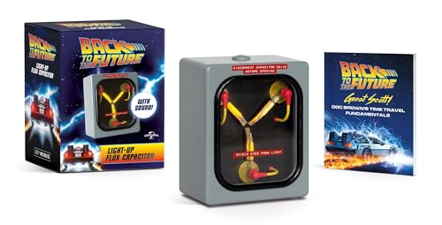 Back to the Future flux capacitor replica with lights and book.
