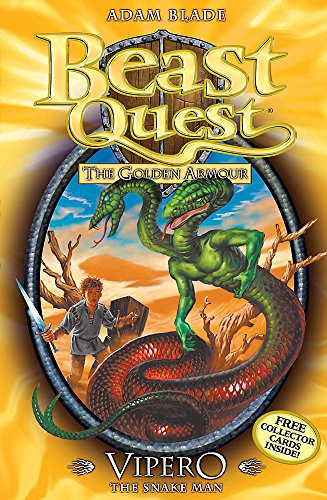 Book cover featuring a young boy facing a green snake-man creature in a desert.