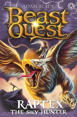 Book cover featuring a large, fierce griffin and a young hero.