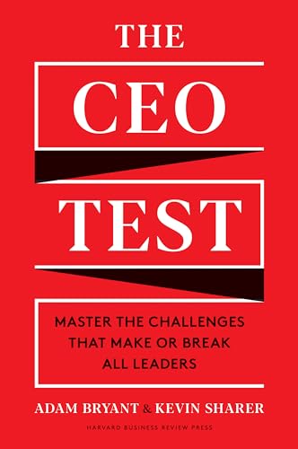 Red book cover with white text: "The CEO Test" and author names.
