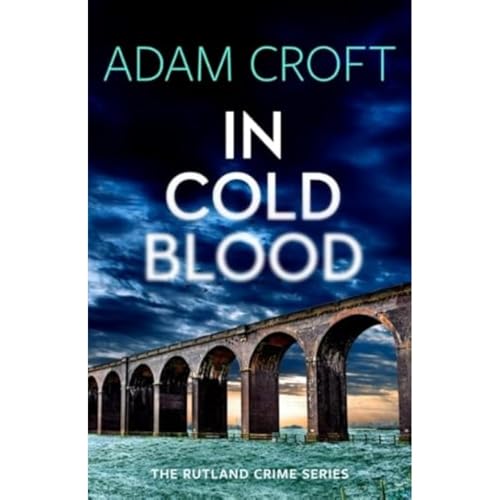 Book cover: "In Cold Blood" with a bridge and stormy sky.